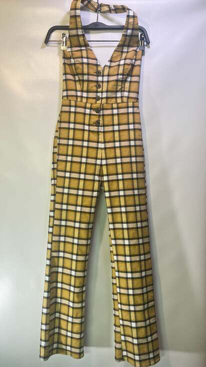 Urban Outfitters Pants - Urban Outfitters Yellow Plaid Halter Jumpsuit